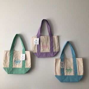 Trader Joe’s Mini Pastel Canvas Tote Bags Set 3pc. Set
